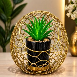 Modern Metal Ring Planter with Decorative Pot for Table Decor