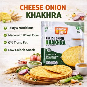 Naasta Baasta Cheese Onion Khakhra - Crispy Ready to Eat Wheat Flour Snack (200 Gm)