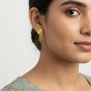 Nice 3 Line Golden Earrings for Women & Girls – Traditional Fancy Jewellery Gift