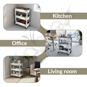 Stainless Steel 3-Tier Vegetable Storage Trolley Silver