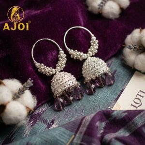 Elegant Silver with Emerald Drops