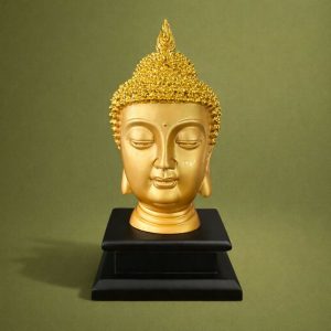 Golden Buddha Head Statue Decorative Meditation Home Decor Idol