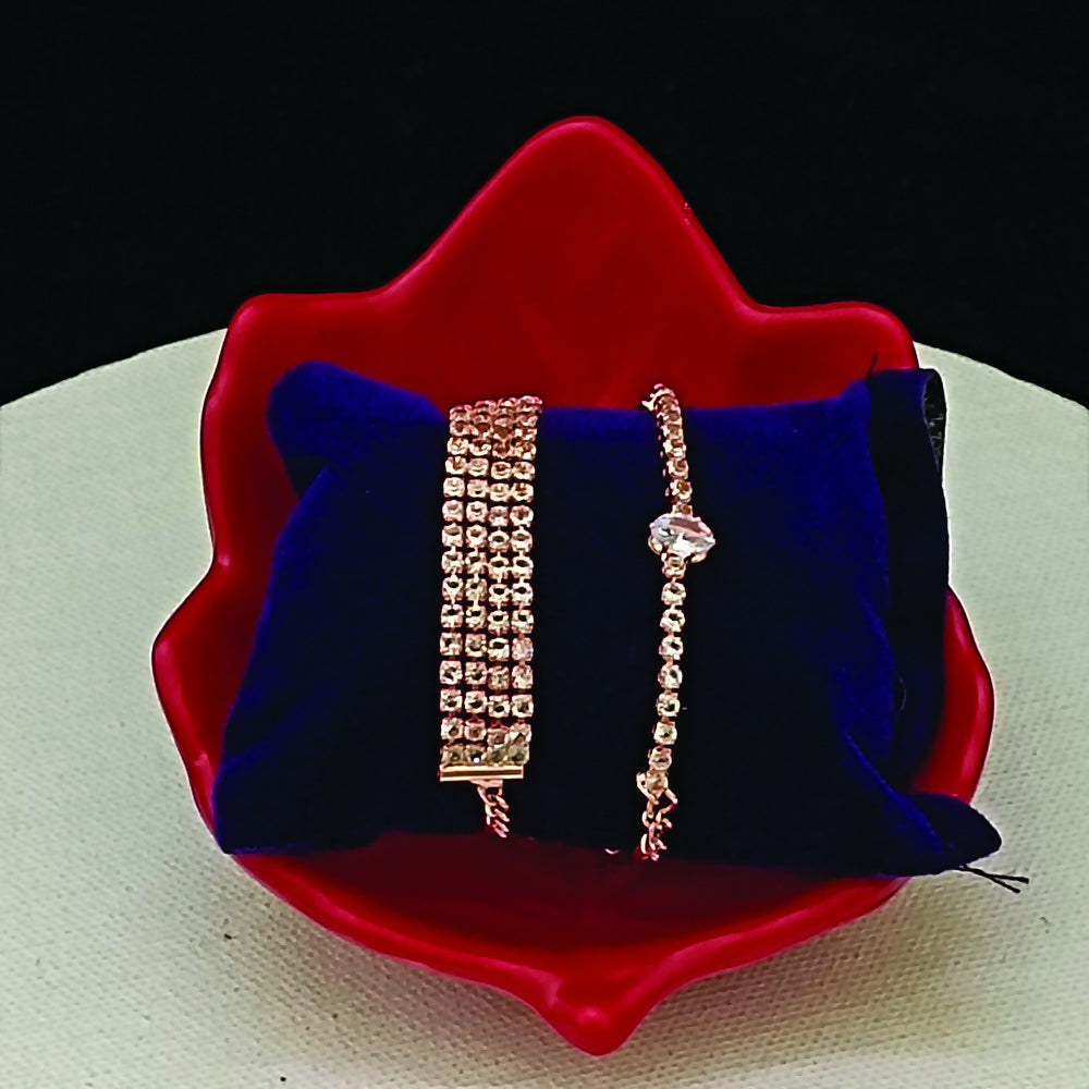 Rose Gold Plated Pack Of Stone Bracelet