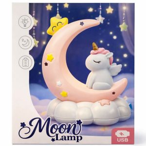 Unicorn Moon LED Night Lamp for Kids Bedroom USB Rechargeable