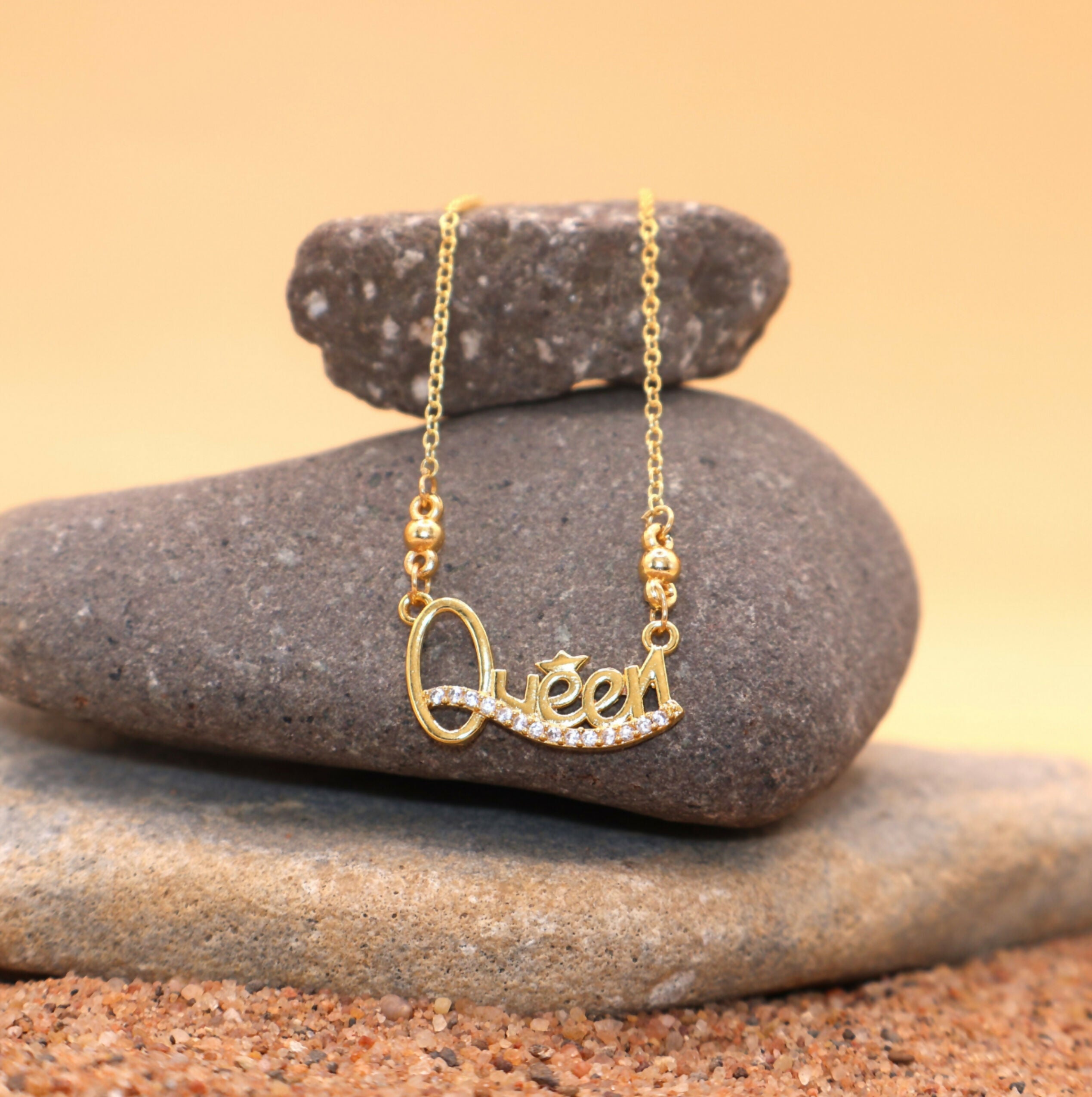 Gold Plated Queen Necklace with AD for women and girls - Image 2