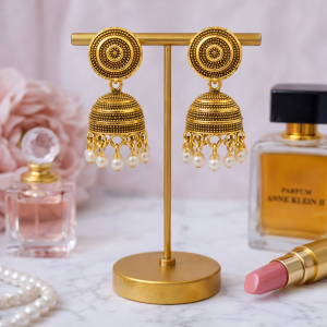 TRADITIONAL GOLDEN PLATED JHUMKA EARRINGS