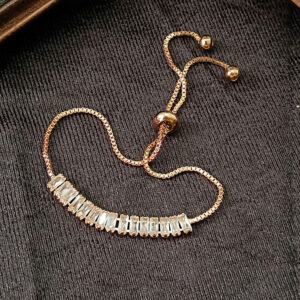 Rose Gold Plated Stone Adjustable Bracelet