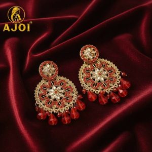 Red Floral Earrings