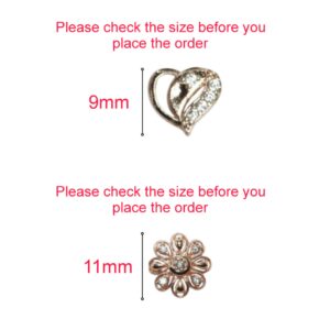 Rose Gold AD Stud Earrings - Flower & Heart Shape Daily Wear for women and girls Combo Pack of 2