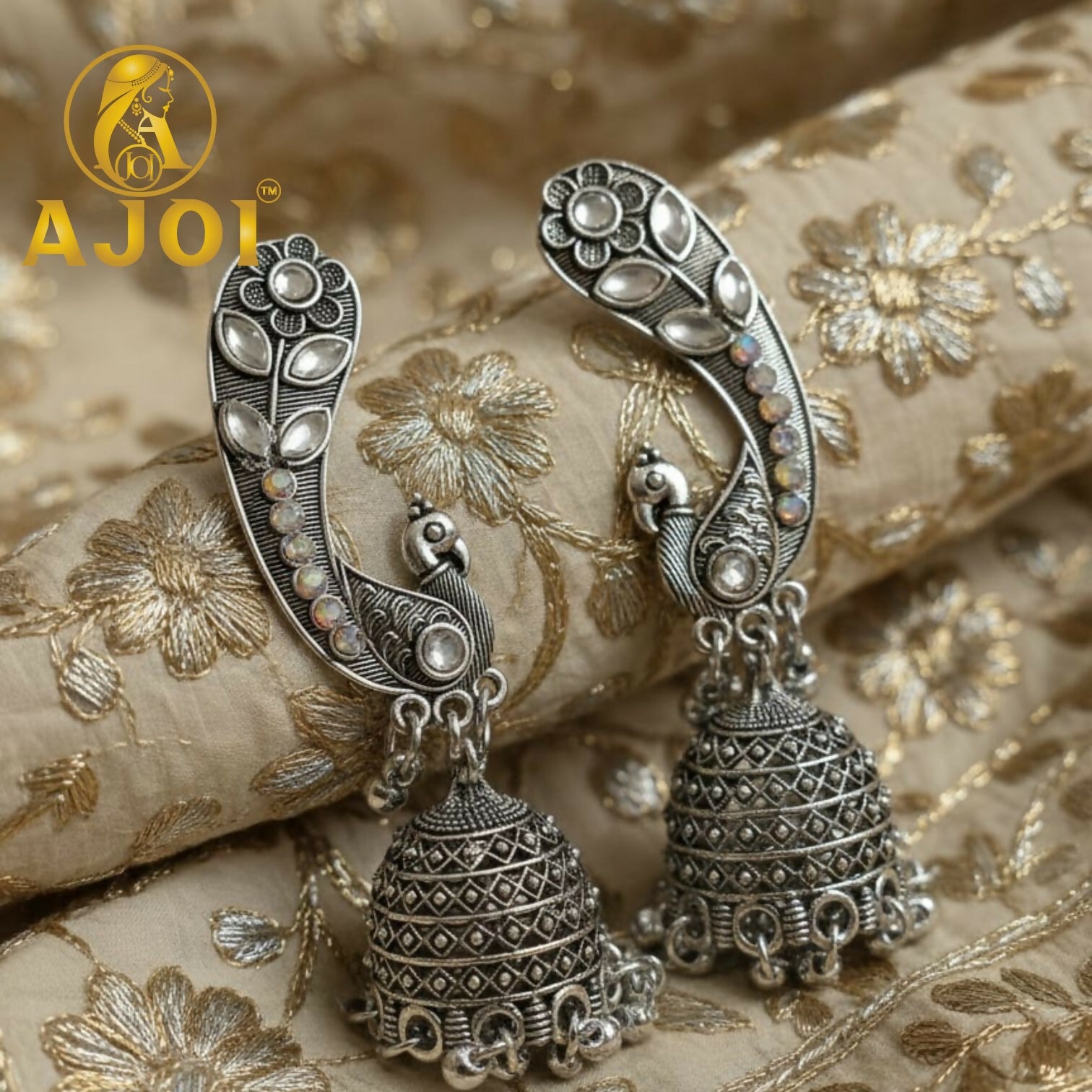 Opulent Floral Peacock Earrings