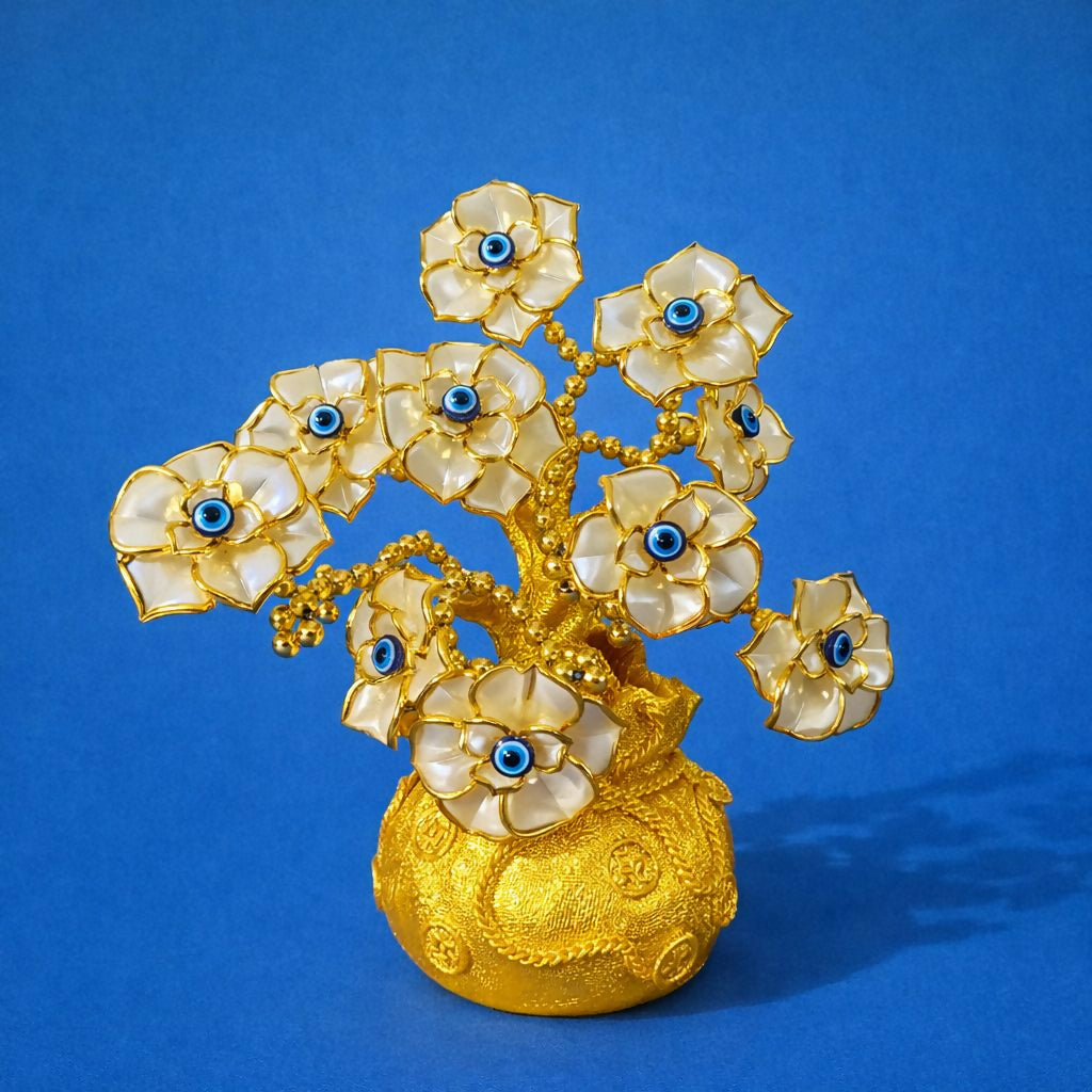 Golden Lucky Flower Tree Showpiece with Evil Eye Decor for Home(Color may vary) - Image 3