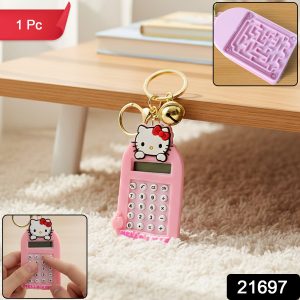 Cute Cartoon Cat Calculator Keychain with Mini Digital Display (1 Pc)