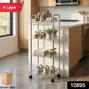 4 Layer Multipurpose Storage Trolley with Wheels