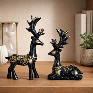 Decorative Deer Showpiece Set for Home, Table & Living Room Decor