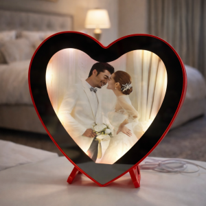 Red Heart Shape LED Night Lamp with Stand for Bedroom Table Decor