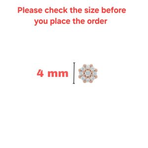 Rose Gold AD Cluster Flat Back Stud Earring for women and girls Pack of 1 PCS