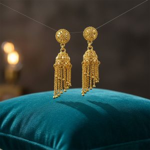 Elegant Traditional Gold Tone Jhumka Earrings for Women Ethnic Party Wear Drop Earrings