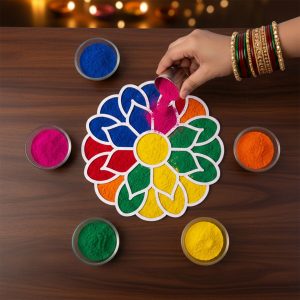 Lotus Rangoli Stencil | Reusable MDF Template for Easy Diwali & Pooja Floor Decor