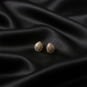 Elegant Teardrop Diamond Stud Earrings in Gold Finish