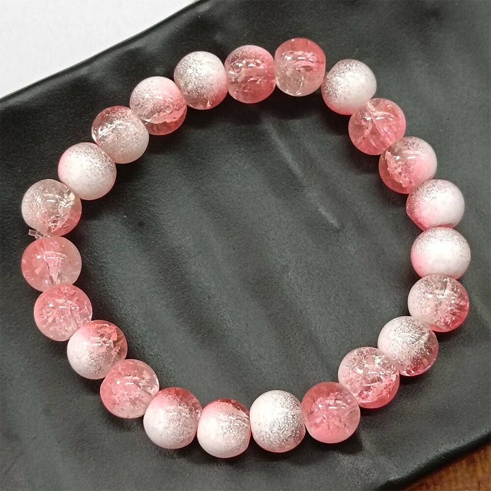 Crystal Crackle Glass Beads Stretch Bracelet