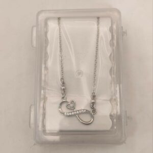 AD Infinity & Heart Silver Tone Pendant Necklace for Women