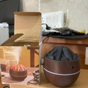 Brown Volcano Flame Humidifier LED Mist Diffuser for Home Desk Decor