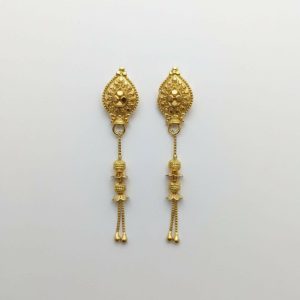 Long Chain Beads Golden Earrings for Women & Girls – Traditional Fancy Jewellery Gift