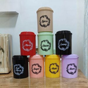 8 Pcs multi color spice and masala jar