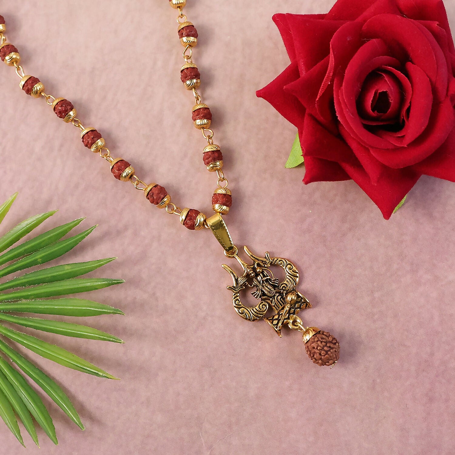 Divine Lord Hanuman Trishul Pendant & Rudraksha Mala