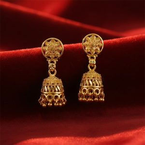 Gold Plated Floral Jhumka Earrings for Women – Traditional Ethnic Party Wear Jewelry