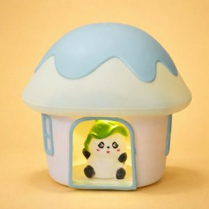 Cute Panda in a Mushroom LED Night Lamp for Kids Bedroom USB Rechargeable