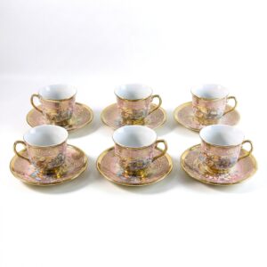 Premium Floral Porcelain Tea Cup and Saucer Set (12 Pc Set)