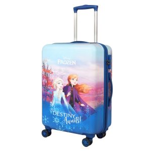 NOVEX Disney Frozen Sky Blue Travelling Kids Trolley Bags for Girls Luggage 4 Wheels ( Blue /18 Inch)