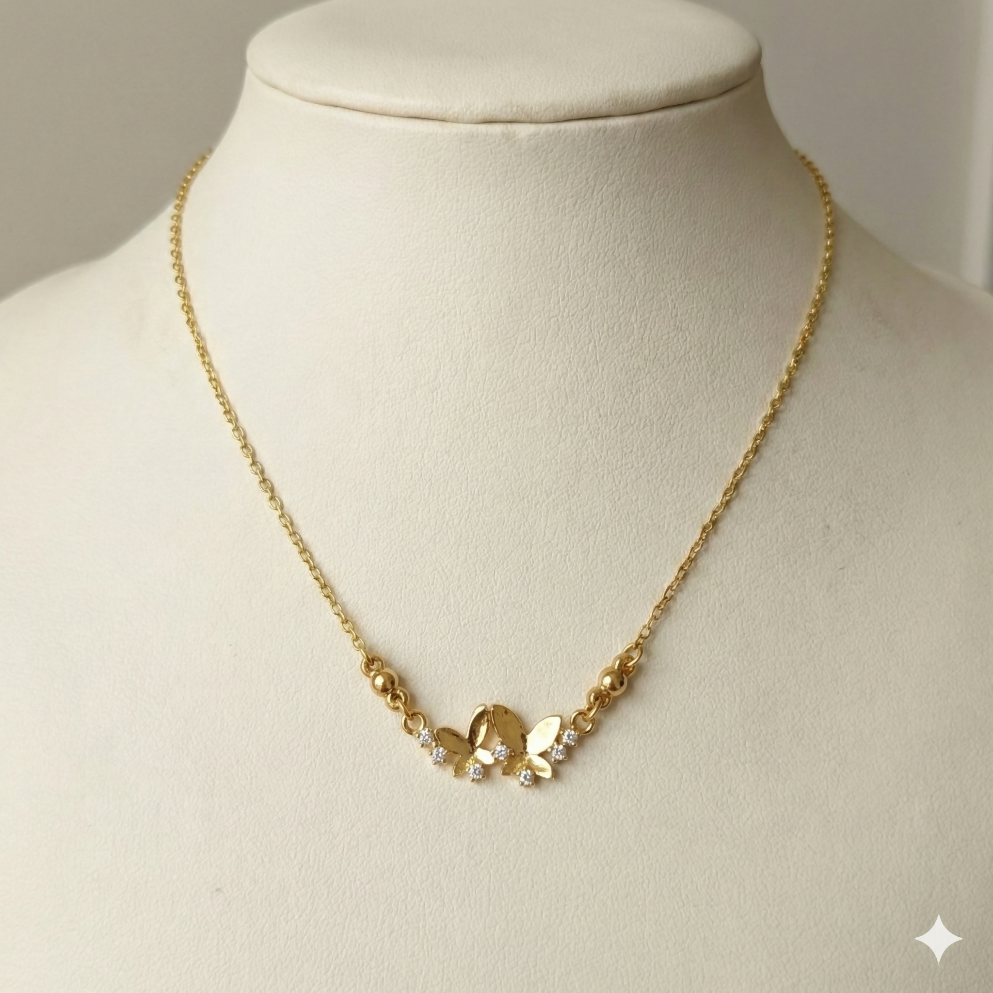 Gold Double Butterfly Necklace with AD For women and girls - Image 3