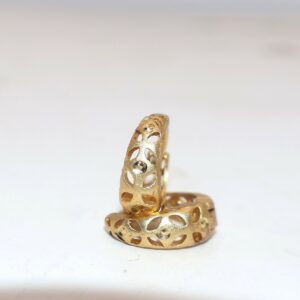 Gold Filigree Huggie Hoop Earrings with AD kan ki bali