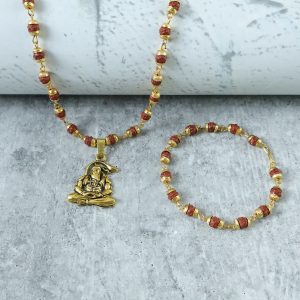 Hanuman Rudraksha Necklace Mala With Bracelet Combo