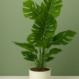 Artificial Monstera Leaf Plant with Pot for Home & Office Table Décor