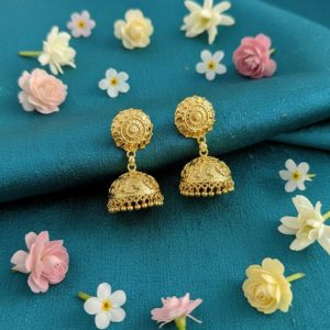 Elegant Golden Jhumka Earrings for Women & Girls – Traditional Fancy Jewellery