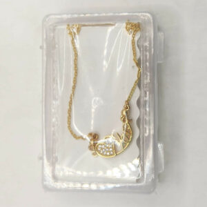 Dainty Gold Plated AD Heart Love Pendant Necklace For women and girls