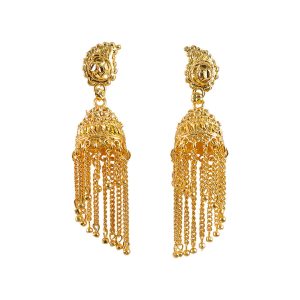 Traditional Long Chain Tassel Jhumka Earrings for Women & Girls Festive Jewelry