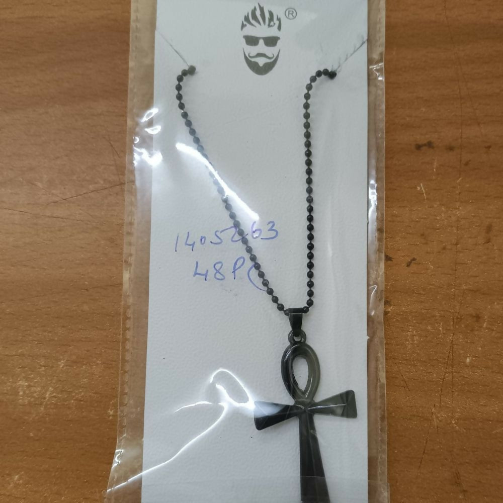 Egyptian Ankh Symbol Black Pendant Necklace for Men's