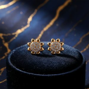 Floral Gold-Finish Stone Stud Earrings for Daily & Party Wear