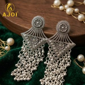 Vintage Floral Silver Earrings