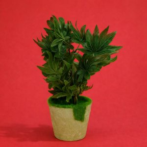 Artificial Maple Leaf Plant in Decorative Pot for Home (Color may vary)