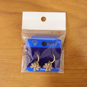 Gold-Tone Floral Crystal Drop Hoop Earrings for Women