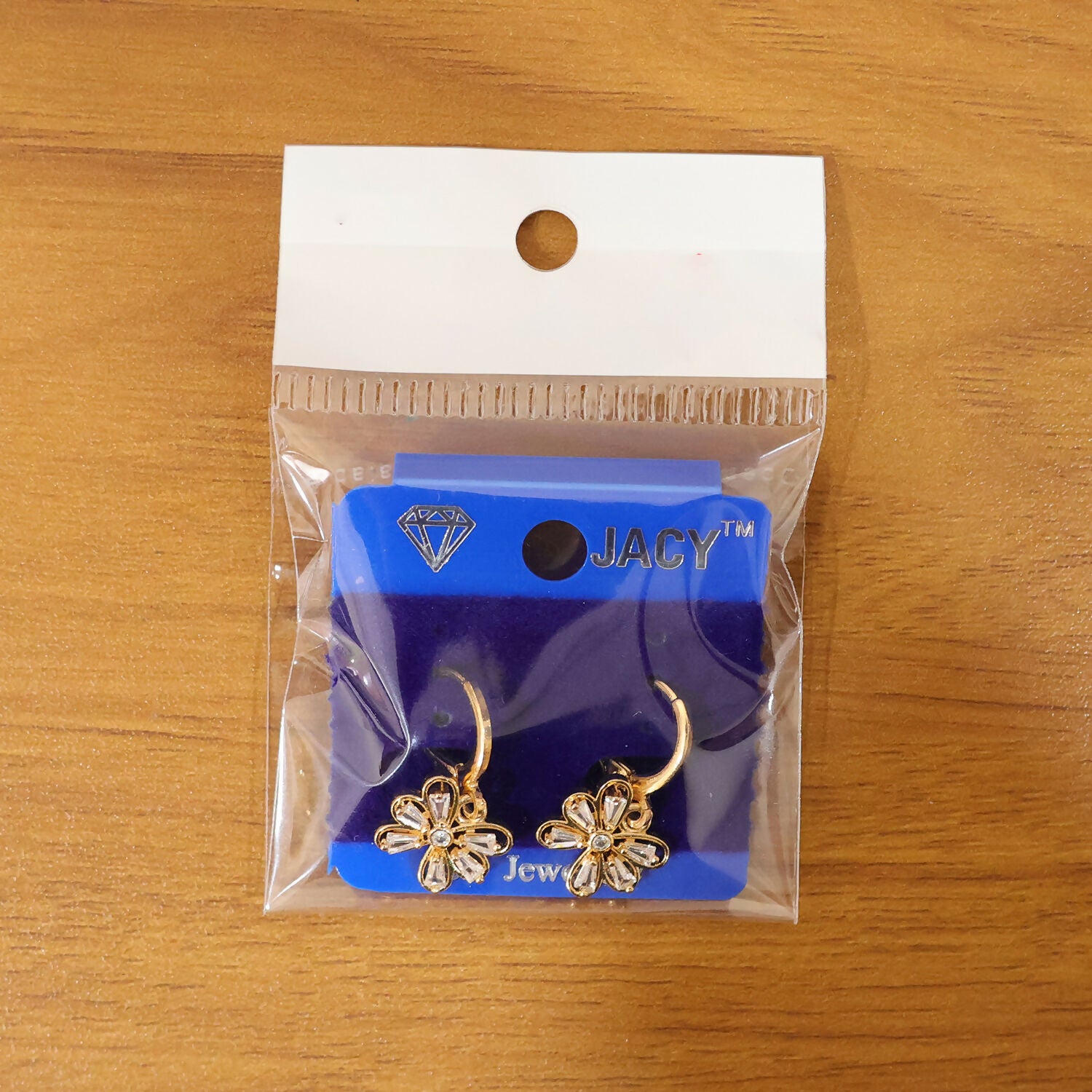 Gold-Tone Floral Crystal Drop Hoop Earrings for Women - Image 6