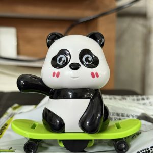 Wind-Up Panda Skateboard Toy for Kids with Moving Wheels