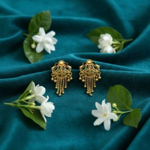 5 Line Side Latkan Golden Earrings with Mina for Women & Girls – Fancy Gift