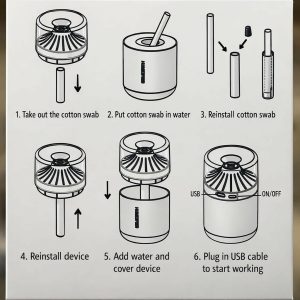 Black RGB Volcano Humidifier with LED Light USB Desk Mist Diffuser