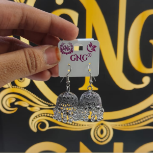 Traditional Elegant Oxidised Hook Jhumka Earrings